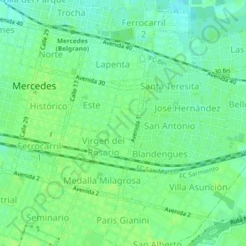 Mapa topográfico Estrada, altitud, relieve