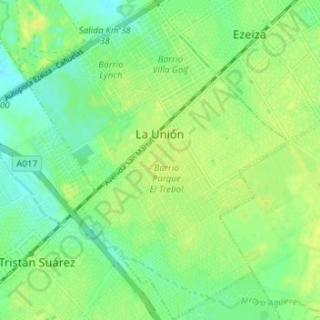 Mapa topográfico La Unión, altitud, relieve