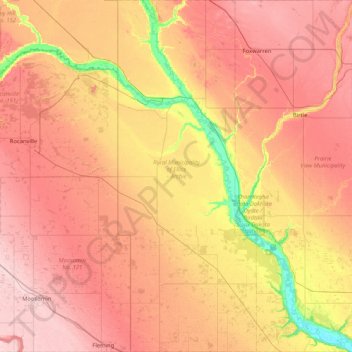 Mapa topográfico Rural Municipality of Ellice – Archie, altitud, relieve