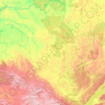 Mapa topográfico Ангара, altitud, relieve