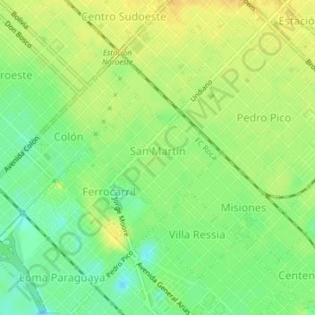 Mapa topográfico San Martin, altitud, relieve