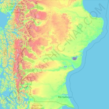 Mapa topográfico Santa Cruz, altitud, relieve