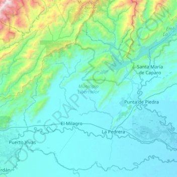 Mapa topográfico Municipio Libertador, altitud, relieve