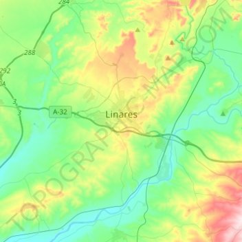 Mapa topográfico Linares, altitud, relieve