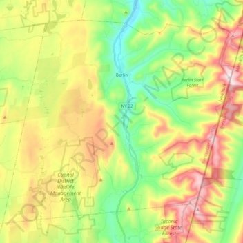 Mapa topográfico Town of Berlin, altitud, relieve