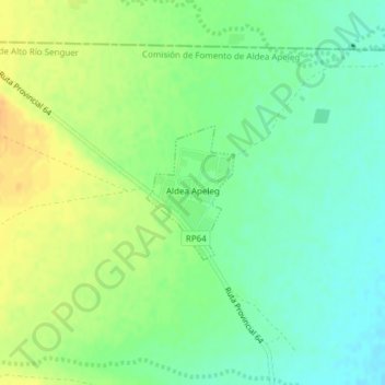 Mapa topográfico Aldea Apeleg, altitud, relieve
