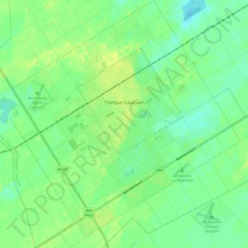 Mapa topográfico Trenque Lauquen, altitud, relieve