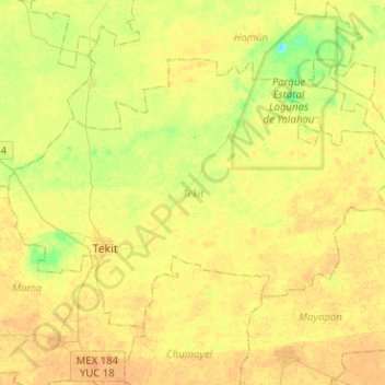 Mapa topográfico Tekit, altitud, relieve