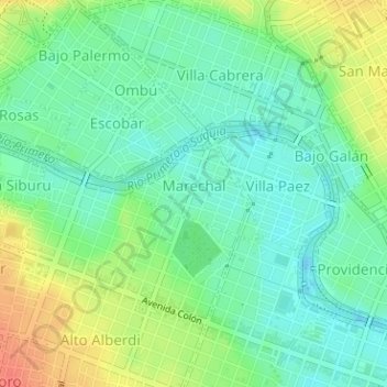 Mapa topográfico Marechal, altitud, relieve