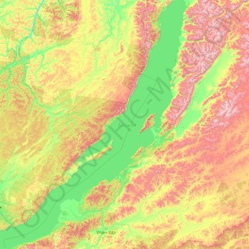 Mapa topográfico Baikal, altitud, relieve