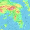 Mapa topográfico Ática, altitud, relieve