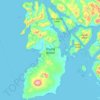 Mapa topográfico Kruzof Island, altitud, relieve
