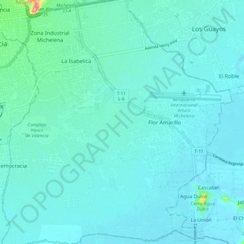 Mapa topográfico Parroquia Rafael Urdaneta, altitud, relieve