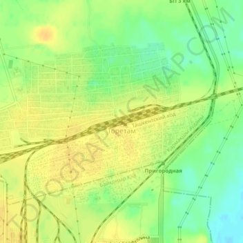 Mapa topográfico Toretam, altitud, relieve