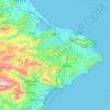Mapa topográfico La Marina Alta, altitud, relieve