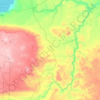 Mapa topográfico Río Pinturas, altitud, relieve