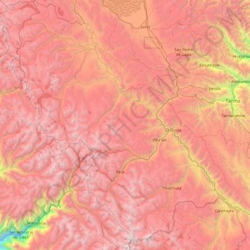 Mapa topográfico Provincia de Yauli, altitud, relieve