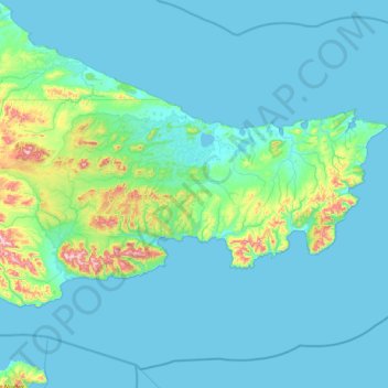 Mapa topográfico Península Mitre, altitud, relieve