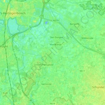 Mapa topográfico Sint-Michielsgestel, altitud, relieve