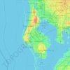 Mapa topográfico Pinellas County, altitud, relieve