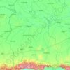Mapa topográfico Provincia de Sisaket, altitud, relieve