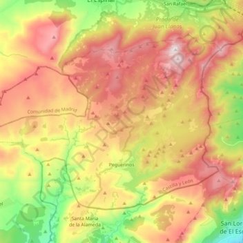 Mapa topográfico Peguerinos, altitud, relieve