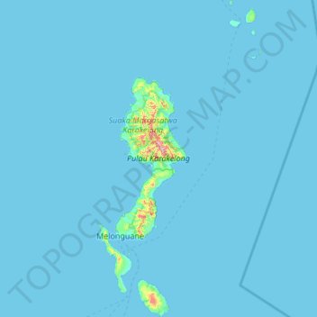 Mapa topográfico Kabupaten Kepulauan Talaud, altitud, relieve