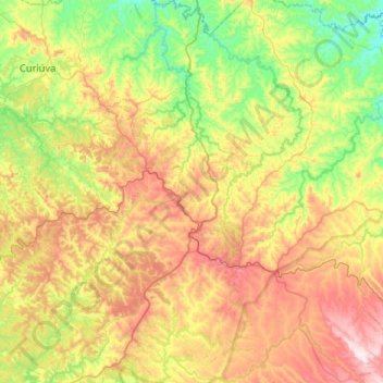 Mapa topográfico Ventania, altitud, relieve