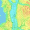 Mapa topográfico Kent, altitud, relieve