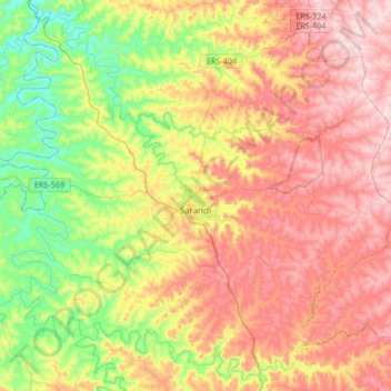 Mapa topográfico Sarandi, altitud, relieve