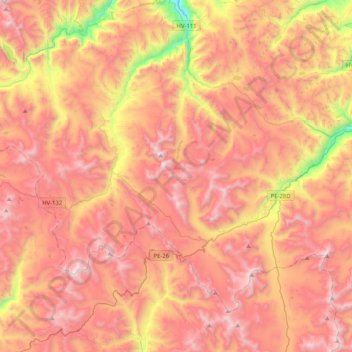 Mapa topográfico Ascensión, altitud, relieve