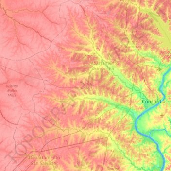 Mapa topográfico Distrito Yuquerí, altitud, relieve