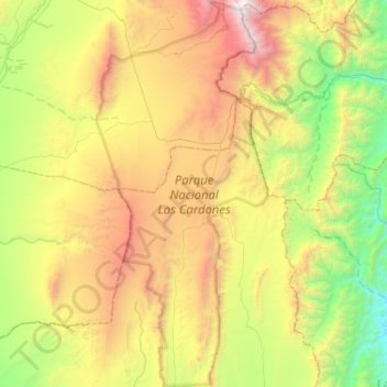 Mapa topográfico Parque Nacional Los Cardones, altitud, relieve