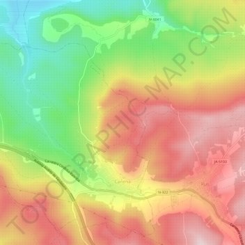 Mapa topográfico Canena, altitud, relieve