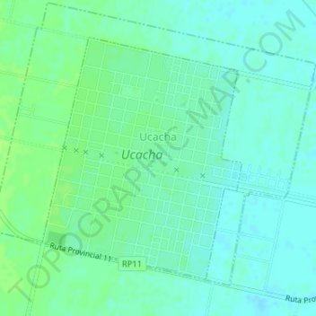 Mapa topográfico Ucacha, altitud, relieve