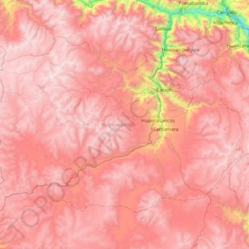 Mapa topográfico Provincia de Huancasancos, altitud, relieve