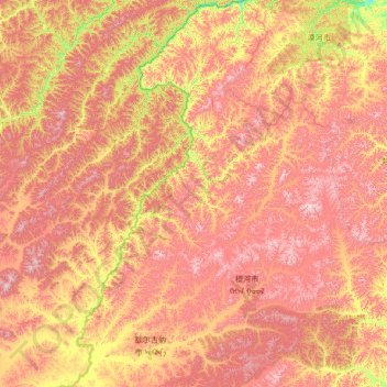 Mapa topográfico 额尔古纳市, altitud, relieve