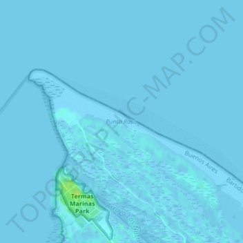 Mapa topográfico Punta Rasa, altitud, relieve