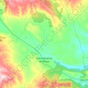 Mapa topográfico Fuentelespino de Moya, altitud, relieve