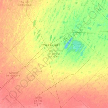 Mapa topográfico Partido de Trenque Lauquen, altitud, relieve