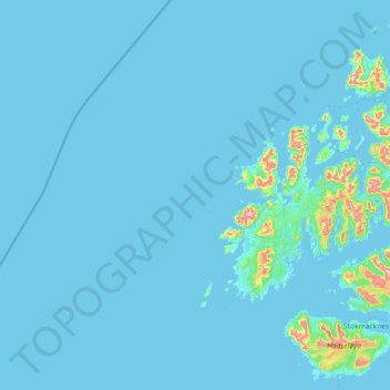 Mapa topográfico Nordland, altitud, relieve