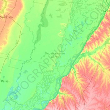 Mapa topográfico Departamento Garay, altitud, relieve