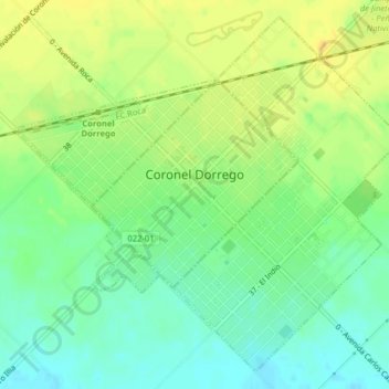 Mapa topográfico Coronel Dorrego, altitud, relieve