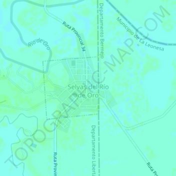 Mapa topográfico Selvas del Río de Oro, altitud, relieve