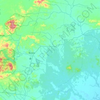 Mapa topográfico Rosita, altitud, relieve
