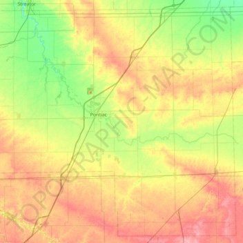 Mapa topográfico Livingston County, altitud, relieve