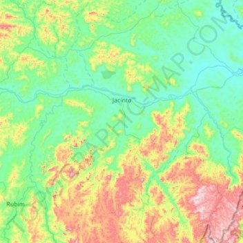 Mapa topográfico Jacinto, altitud, relieve