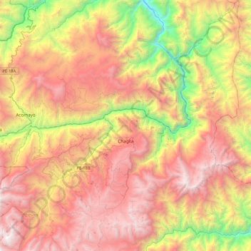 Mapa topográfico Chaglla, altitud, relieve