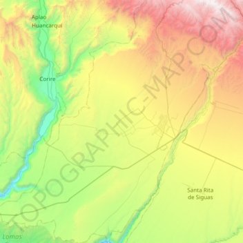 Mapa topográfico Majes, altitud, relieve