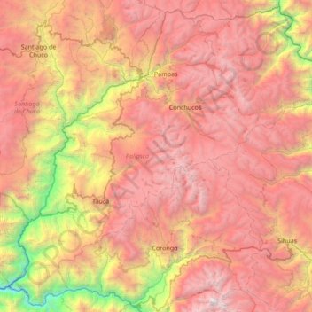 Mapa topográfico Pallasca, altitud, relieve